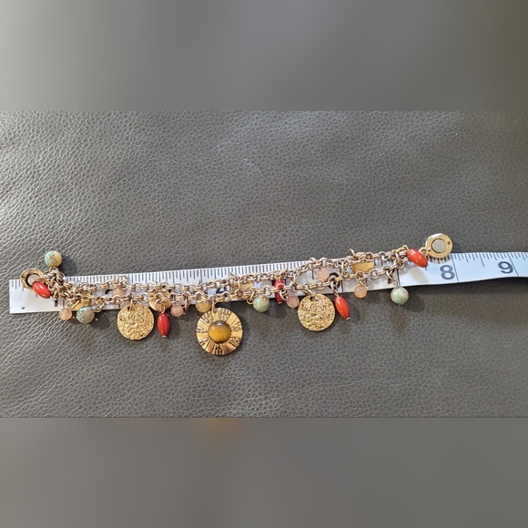 Chico's Double Strand Gold-tone Multicolor Charm Bracelet - Picture 6 of 8